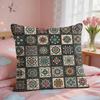 Vintage Bohemian Floral Grid Cushion Cover Short Plush Pillow Case Room Sofa Cushion Covers Home Decor Funda