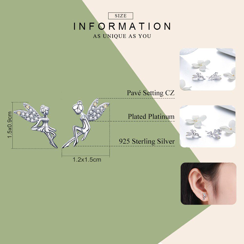 Bamoer Echte 925 Sterling Silber süße Fee Elevs exquisite Ohrstecker romantische Schmuck Geschenk