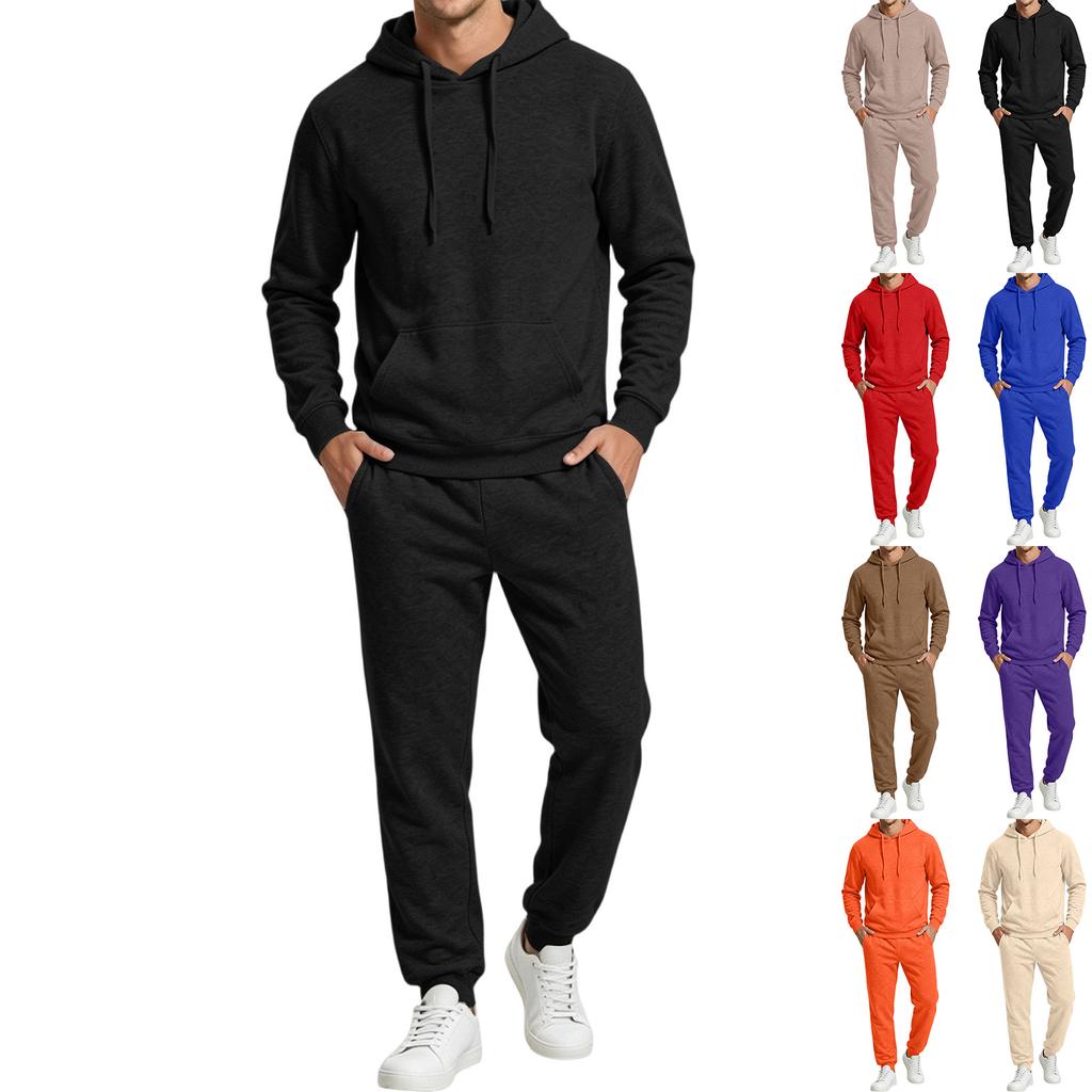 Men's Casual Pullover Hoodie Sweatshirt Set - Loose Track Suit