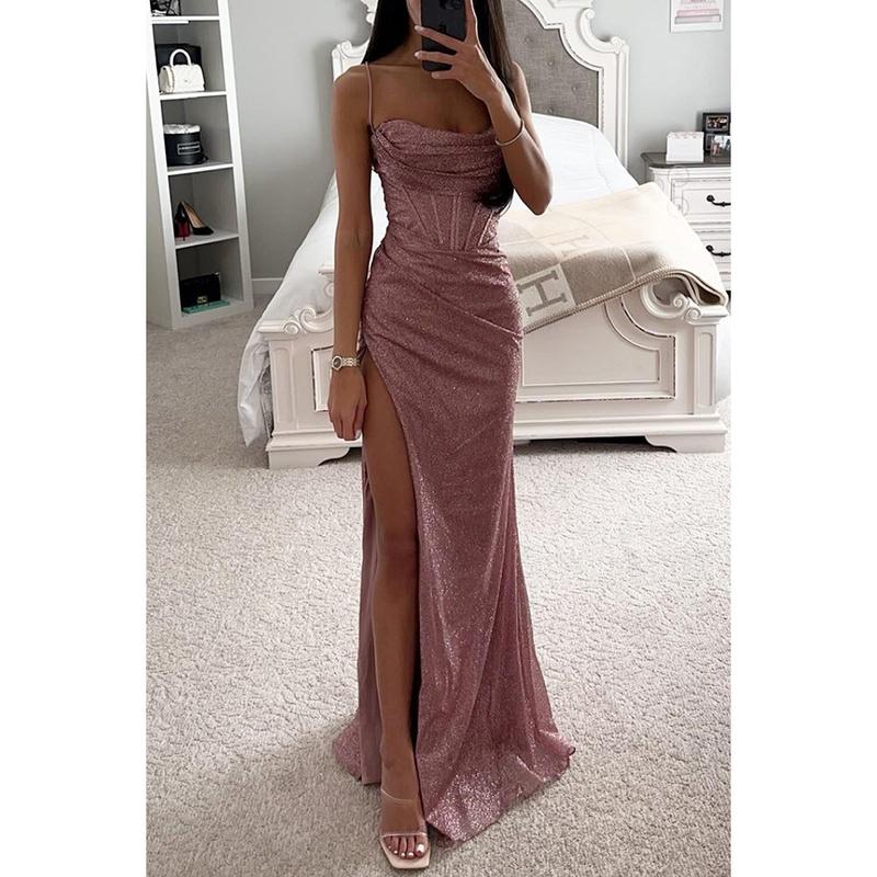 European Style Party Fashion Spaghetti Strap Maxi Dress INS Loose Fit Casual Women Clothing XL
