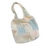 2 Hollow Splicing Floral Lazy Wind Vest Bag Literary Shoulder Bag Large Capacity Commuter Tote Bag