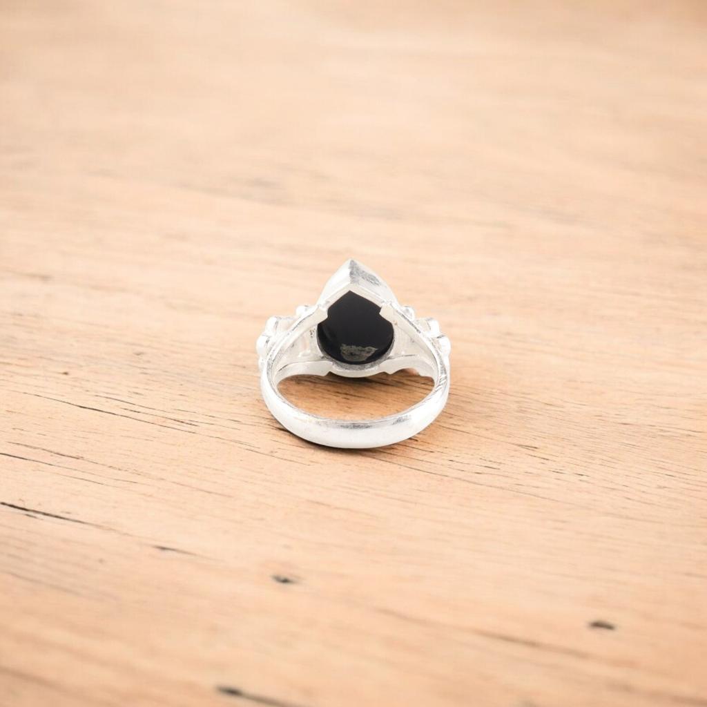 Black Tourmaline Gemstone 925 Sterling Silver Handcrafted Jewelry Designer Ring RR-59-24