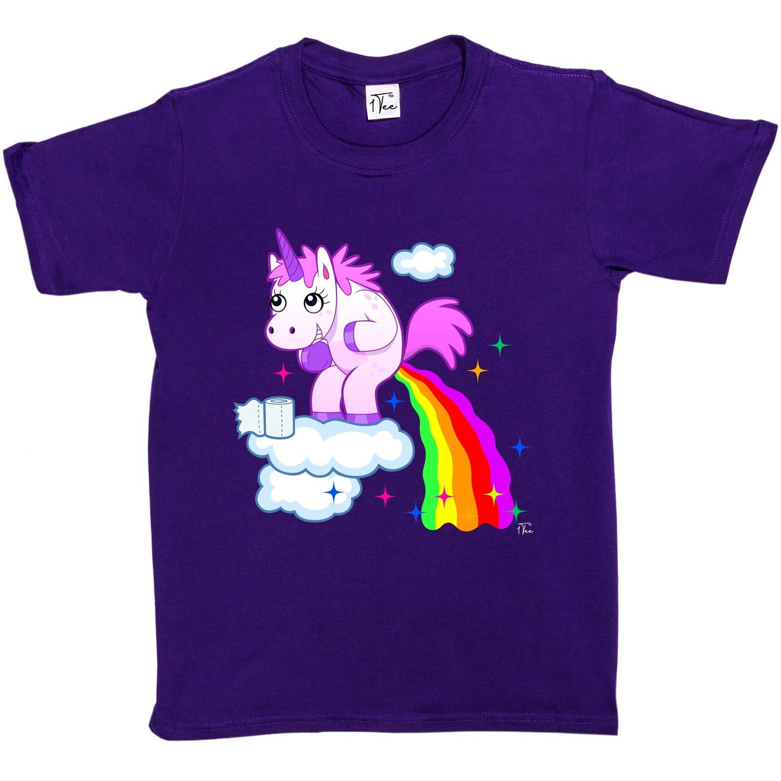 1Tee Kids Girls Unicorn Pooping Rainbow Juice From the Clouds T-Shirt XXL