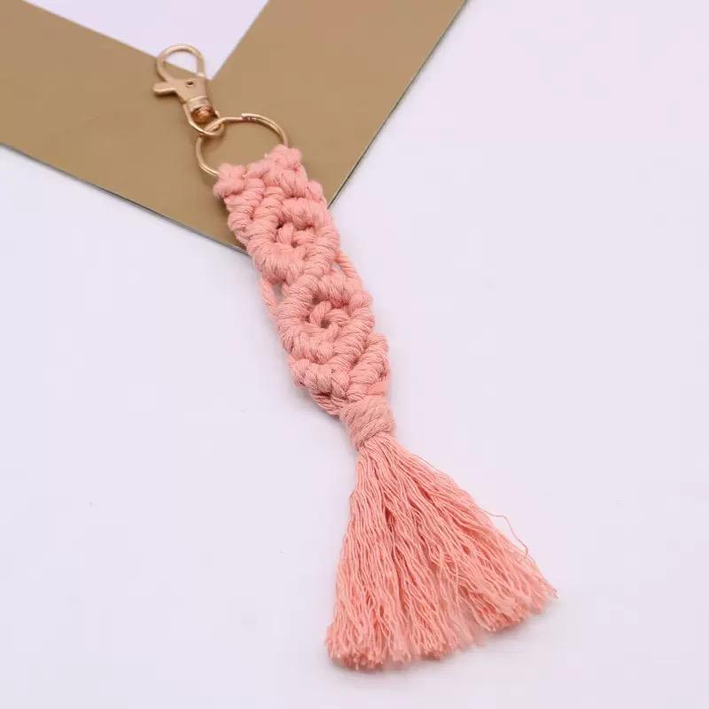 1PC Cotton Rope Handwoven Tassel Keychain Car Key Fob Bag Pendant Handbag Decorations Bag Parts Accessories