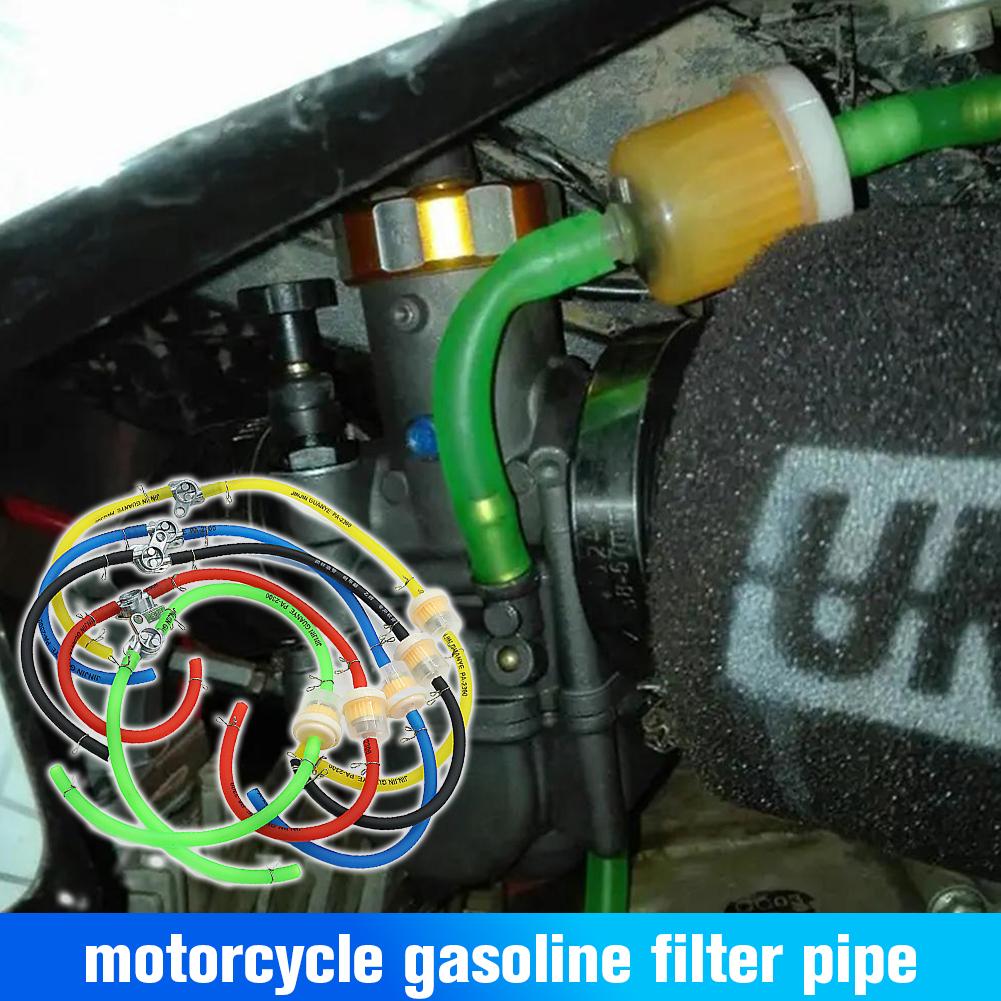 Motorcycle Petrol Fuel Tap Valves On/Off Switch + Oil Inline Kart Bike tube+Oil Petcock Pit Dirt Filter Go Scooter ATV N4B5