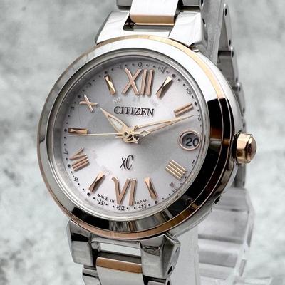 Used Excellent condition/Working CITIZEN xC ES9434-53W Pink Dial Radio-controlled Solar Bracelet Watch Made In Japan