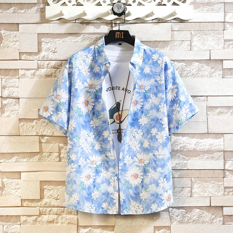 2026 Summer New Men's Floral Loose Short-Sleeve Shirt Fashionable Casual Beach Shirt