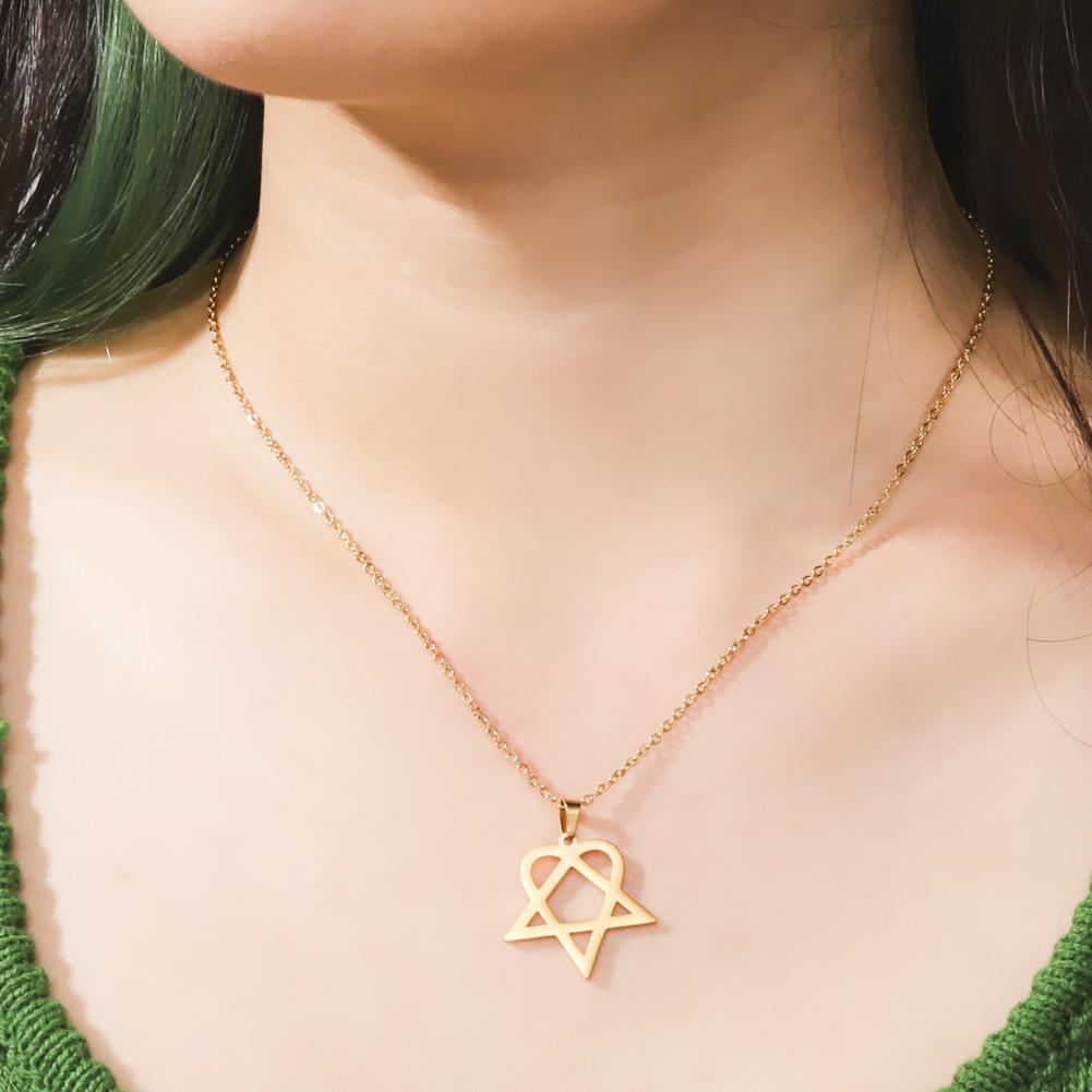 Cazador Herz Fünfeck Anhänger Halskette Für Frauen Geometrisch Edelstahl Kette Halsketten Schmuck Großhandel 2026 Neuankunft
