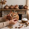 Owl Bear Halloween DIY Sewing Kit Vintage Style Pumpkin Fabric Kit Creative Floral Fabric Set  Gift