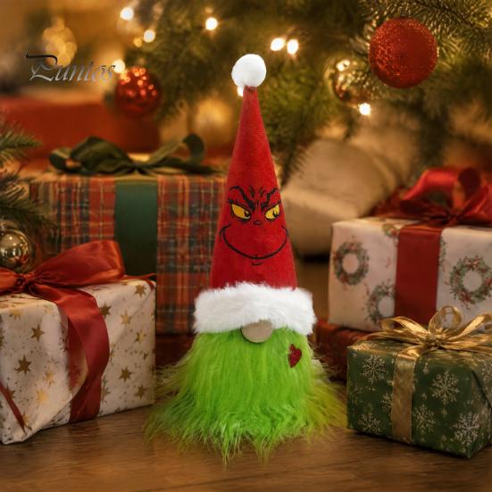 Seasonal Decorative Hanging Items Christmas Tree Green Haired Plush Ornament, Stuffed Animal Doll Dwarf Indoor Outdoor Holiday Decor Figurine, Festive