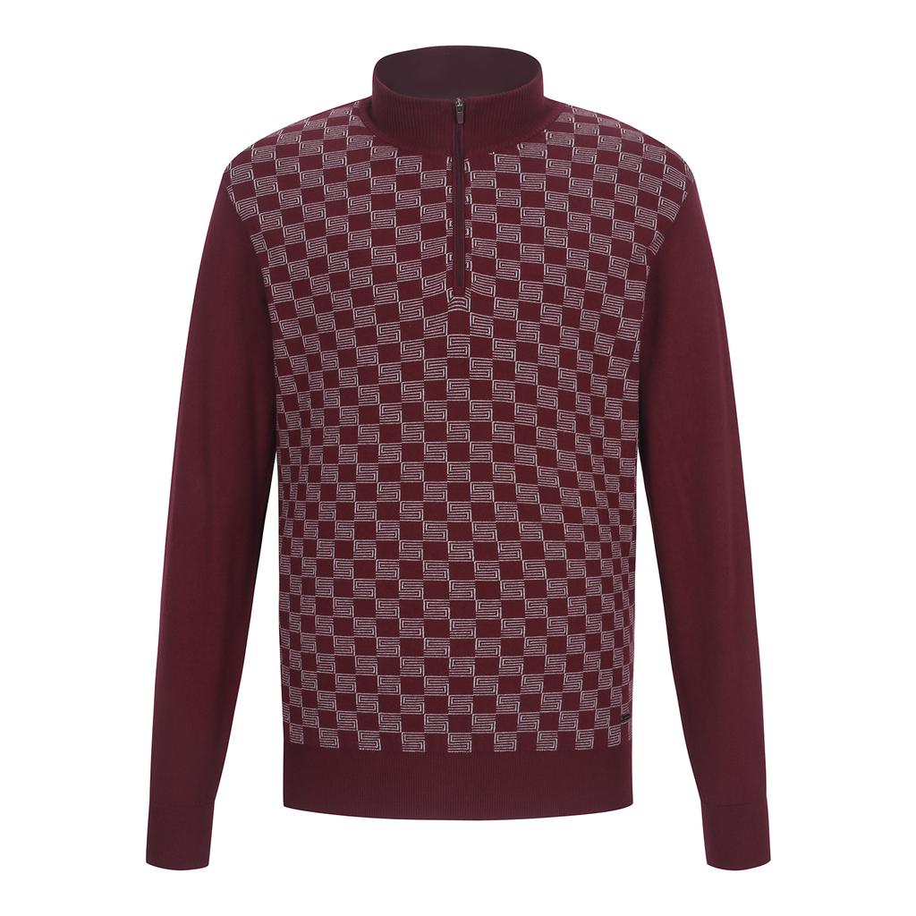 SUPERIOR Men'S Plaid Half-Zip Sweater Wine (Im0Erd30379)