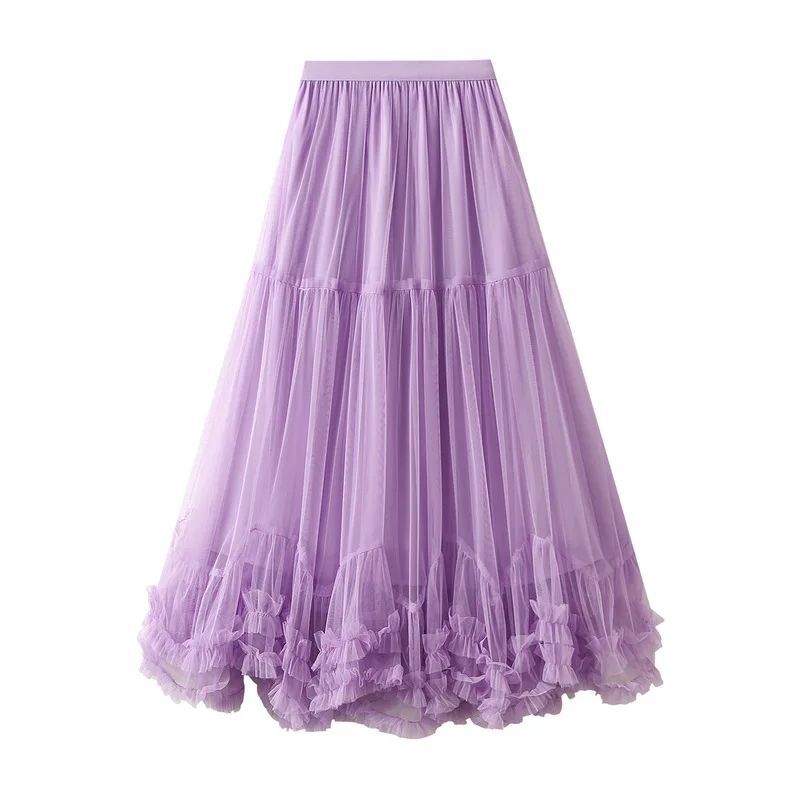 Mesh Half Body A- Line Large Swing Fluffy Skirta Big Hemline Pettiskirt
