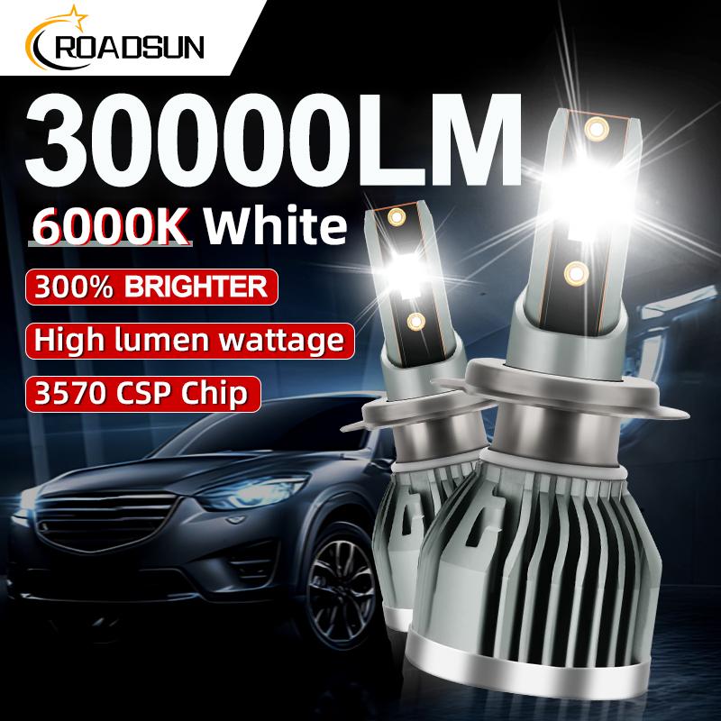 H7 Cooling System 30000LM Car LED Headlight Bult in Driver High Quality 3570 CSP Chips LED Bulbs No Copper Tube