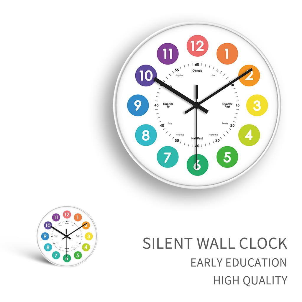 Kinder Lern-Quarz Analog-Zeiger-Wanduhr für den Kindergarten Lernbar Farbe & Logo anpassbar
