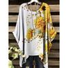 Women's Bohemian Flower Print T-Shirts Black Colorful Retro Full Body Graphic