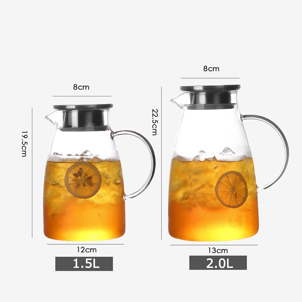 Artispro Glass Teapot, Heat-Resistant, 1.5 Liter, Stainless Steel, with Integrated Tea Strainer Lid