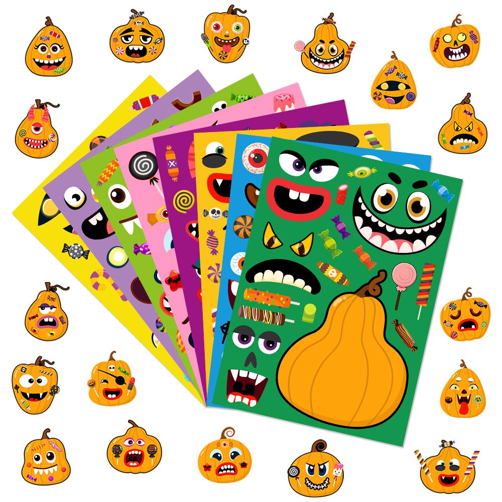 Halloween Cute Pumpkin DIY Game Stickers, Party Notebook and Gift Decoration Sealing Stickers