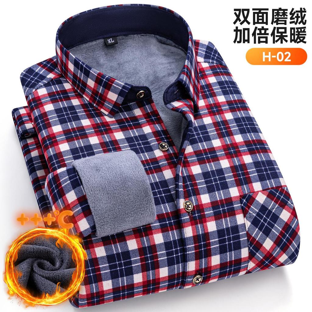 New Plus Size 8XL 7XL 6XL Men's Shirt Autumn Winter Fleece Thickened Warm Long Sleeve Plaid Business Casual Slim-fit Man Clothes