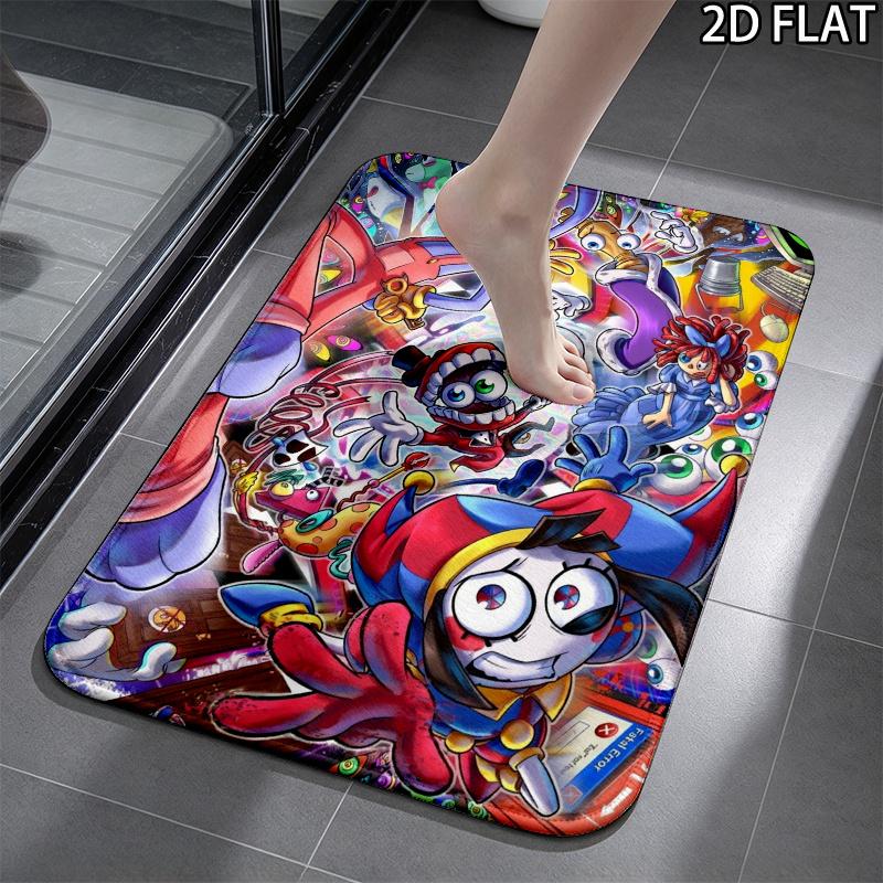 3Pcs Flannel Toilet Mat Set MTSJTthe Digital Circus Bathroom Rug Bath Carpet Non Slip Home Decor