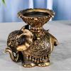 Lucky Antiqued Elephant Candle Holder Animal Statue for Desktops Centerpieces