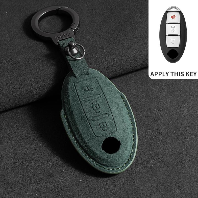 Suede Car Key Case For Nissan Rogue XTrail T32 T31 Qashqai J11 J10 Kicks Tiida Pathfinder Murano Juke Sentra Maxima Rogue Armada