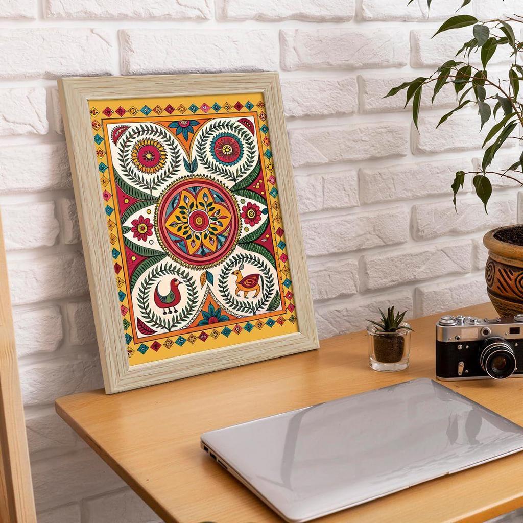 ArtX Paper Madhubani Art Paintings with Frame for Home Decor, Wall Painting for Living Room,