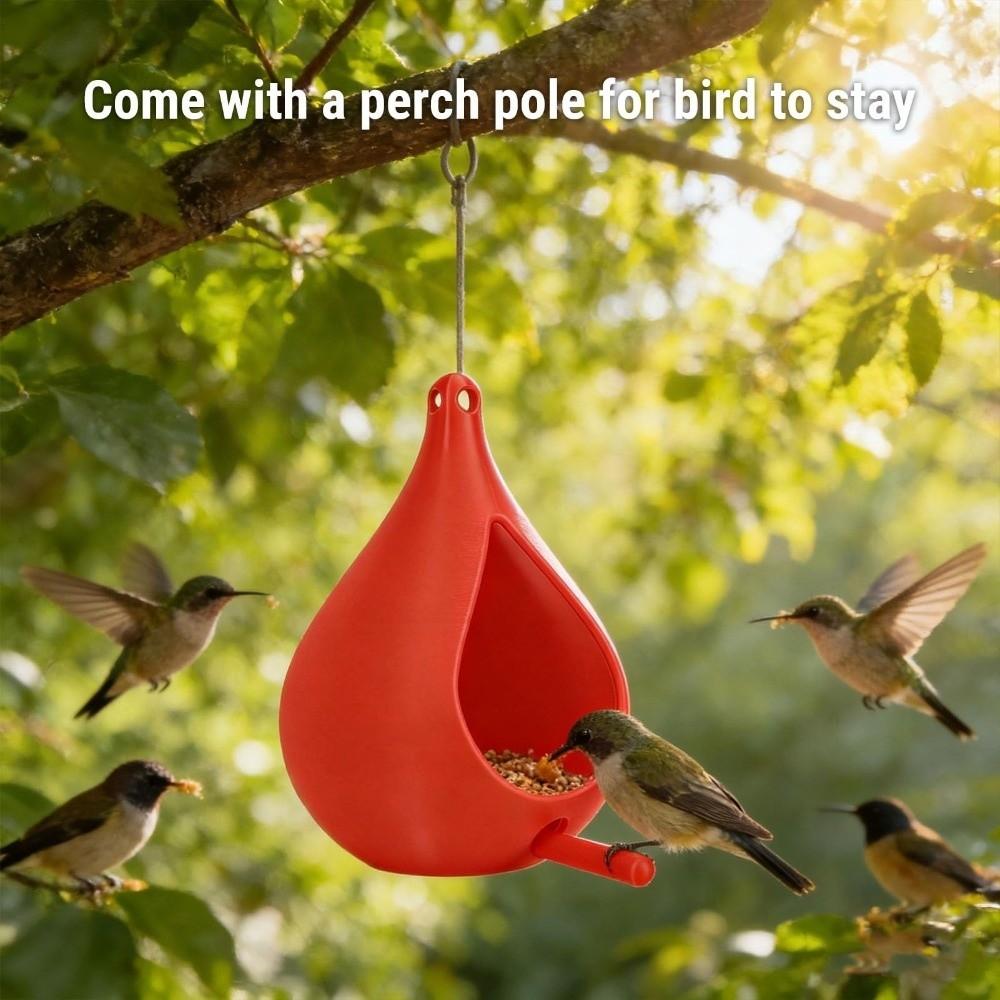 Plastic Bird Feeder House Raindrop Shaped Feeding Station Rainproof Bird Habitat  Outdoor