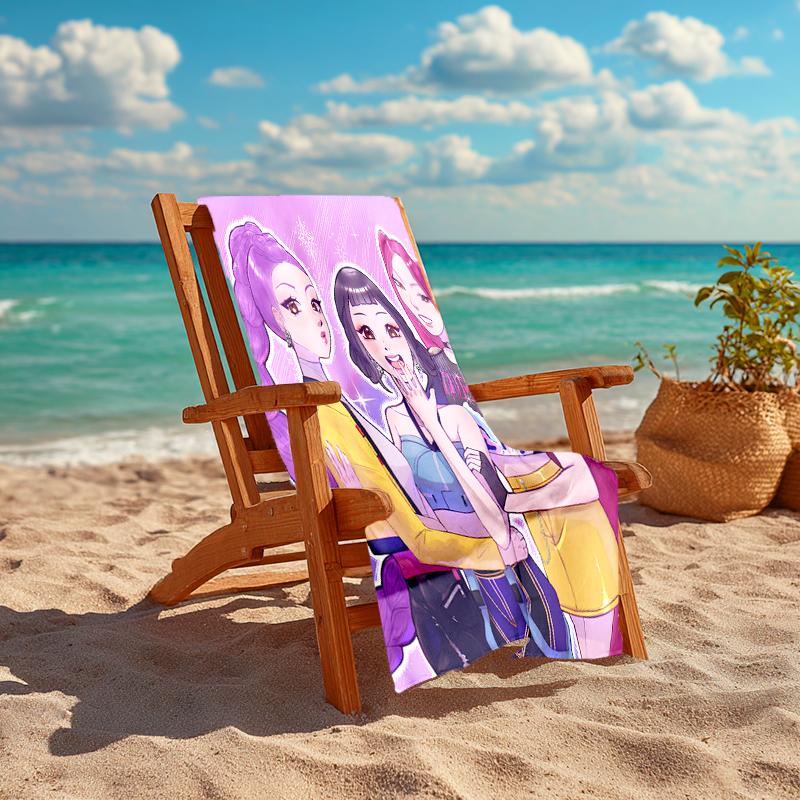 1pc KPop Demon Hunters10 Beach Towel, Comfortable and Thick, and Swimming/Bath/Picnic/Camping Towel, Suitable for Seaside Beaches