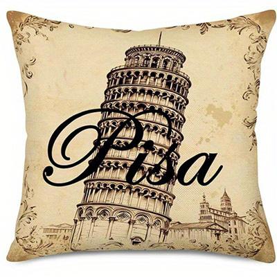 Heimdeko Eiffelturm Pisa London Rom Reisekissen Muster Kissenbezug Geeignet für Sofa Schlafzimmer Auto Kissenbezug