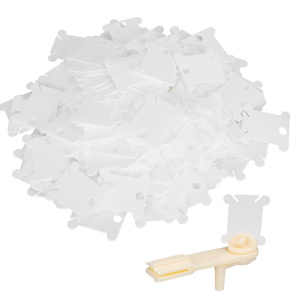 200pcs White Plastic Thread Winder Plate Bobbin Winder Embroidery Floss Bobbins Cross Stitch