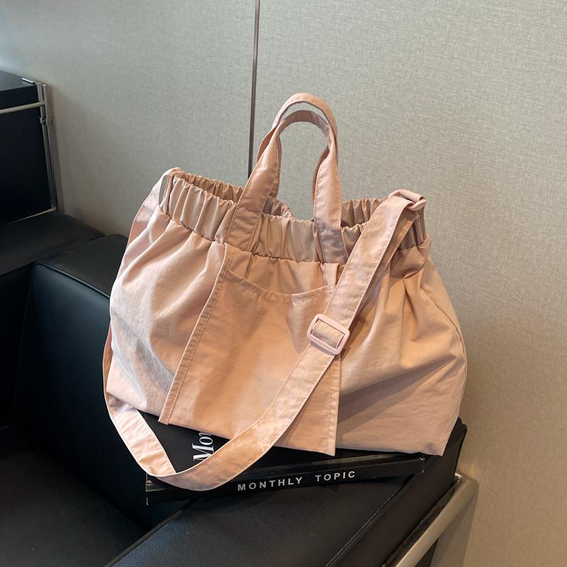 Solid Color Women Shoulder Bag Hobo Bag Pleated Tote Bag