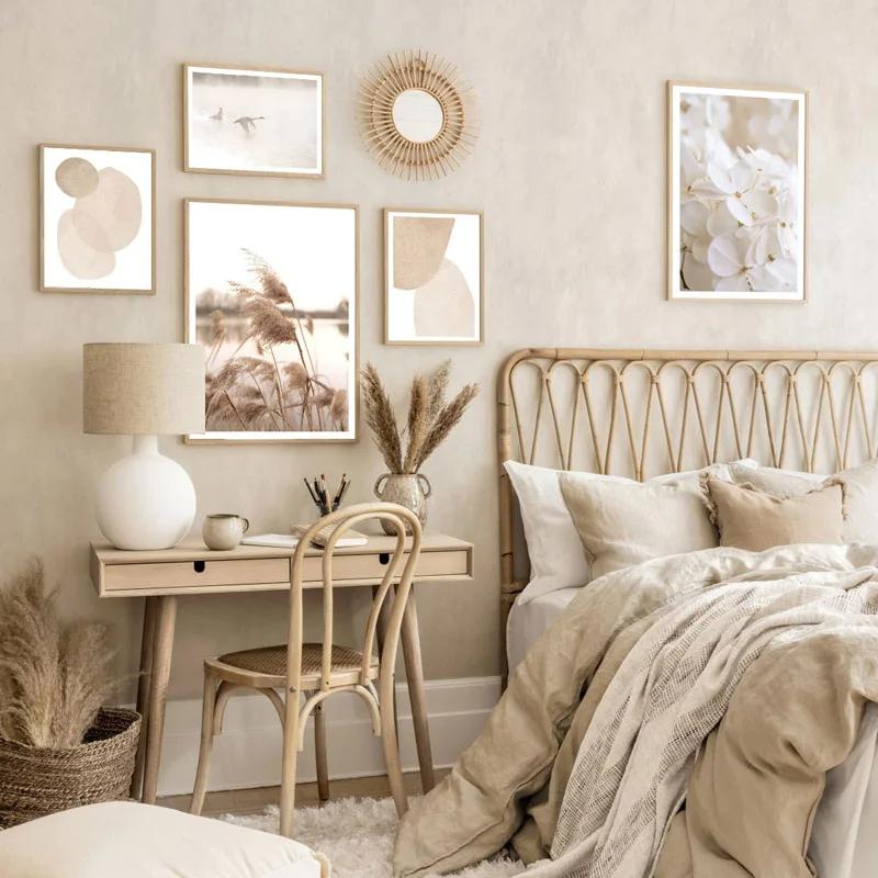 Stampa Nordica Stile Boho Tramonto Paesaggio Naturale Poster Mindfulness Arte Astratta Pittura Murale Nordica Immagine Decorazione Stanza