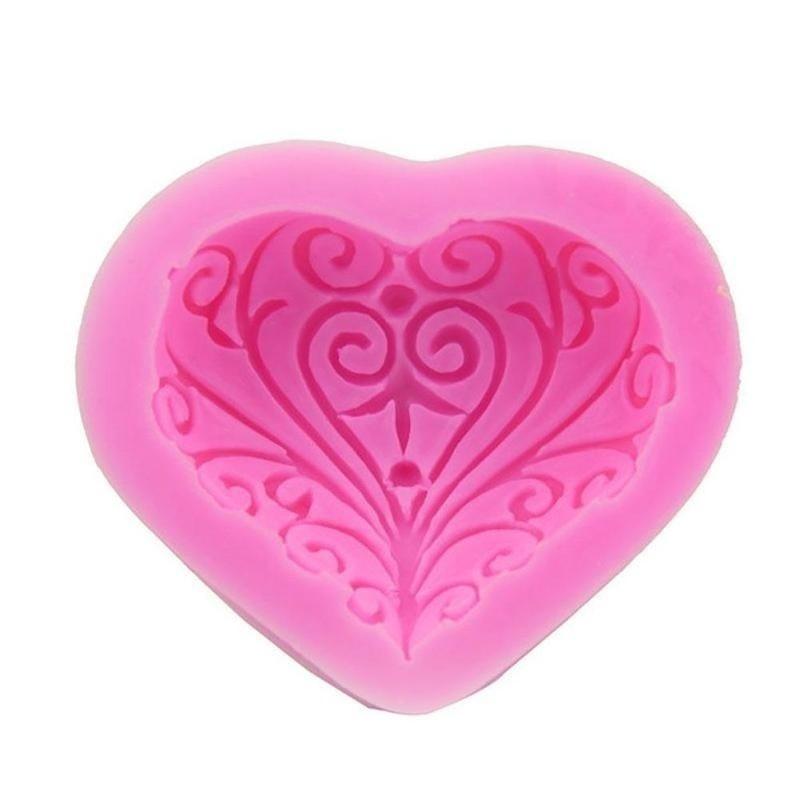 Pink 3D Love Roses Heart-shaped Silicone Mold Fondant Cake Mold Baking Desert Cake Decorating