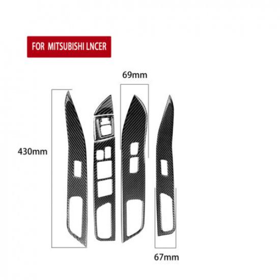 6Pcs Carbon Fiber Interior Door Control Cover Trim For Mitsubishi Lancer