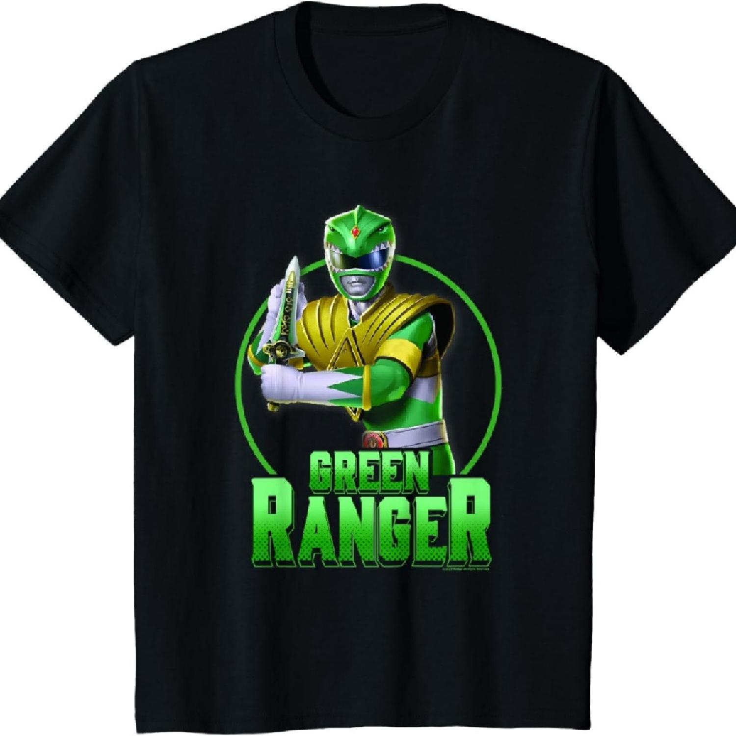 Детская футболка Power Rangers Зеленый Рейнджер Силовая Поза M чёрный