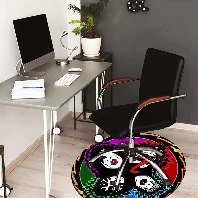 

1pc Psychedelic Yin Yang Faces Round carpet, Made of Polyester,Perfect for Decorating Office Chairs, Living Rooms 80cm