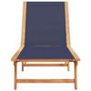 VidaXL Chaise longue bleu bois d'acacia solide et textilène, lit de soleil, lit de repos, chaise longue d'extérieur, lit de 4008414