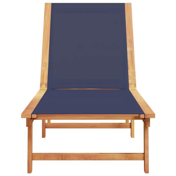 VidaXL Chaise longue bleu bois d'acacia solide et textilène, lit de soleil, lit de repos, chaise longue d'extérieur, lit de 4008414