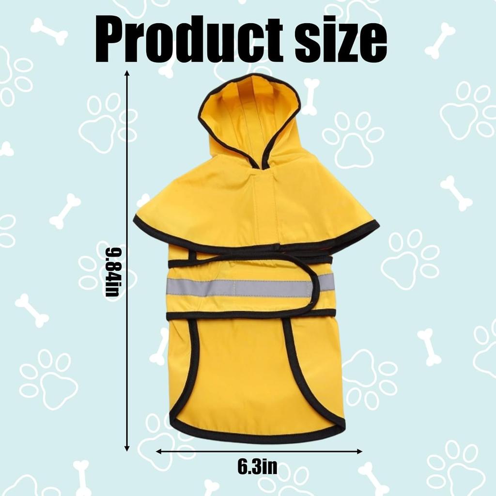 Dog Poncho, Rain Jacket for Dogs Waterproof, Reflective Safety Dog Raincoat, Yellow M Size, Polyester Material