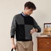 Men's Round Neck Plaid Wool Sweater