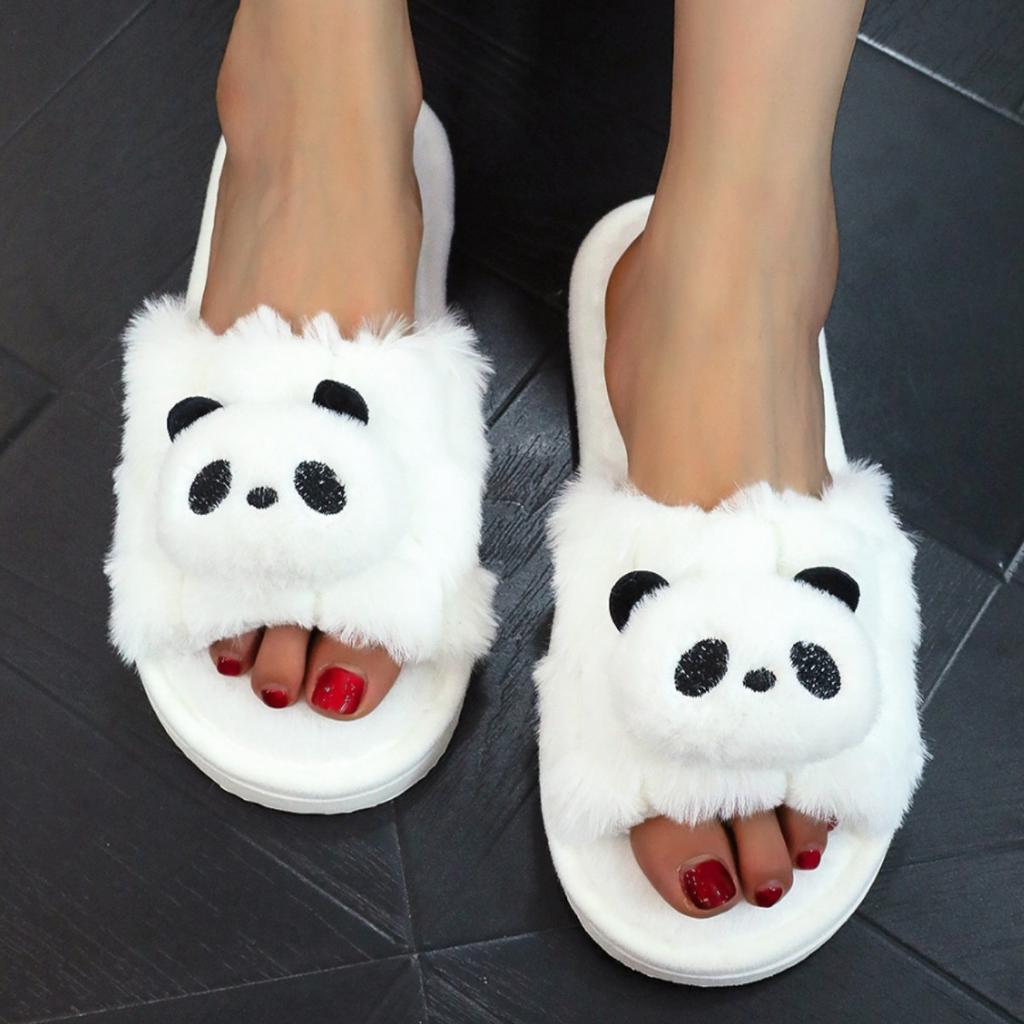 Cartoon one word fluffy ins raw cute home floor fashion four seasons warm slippers