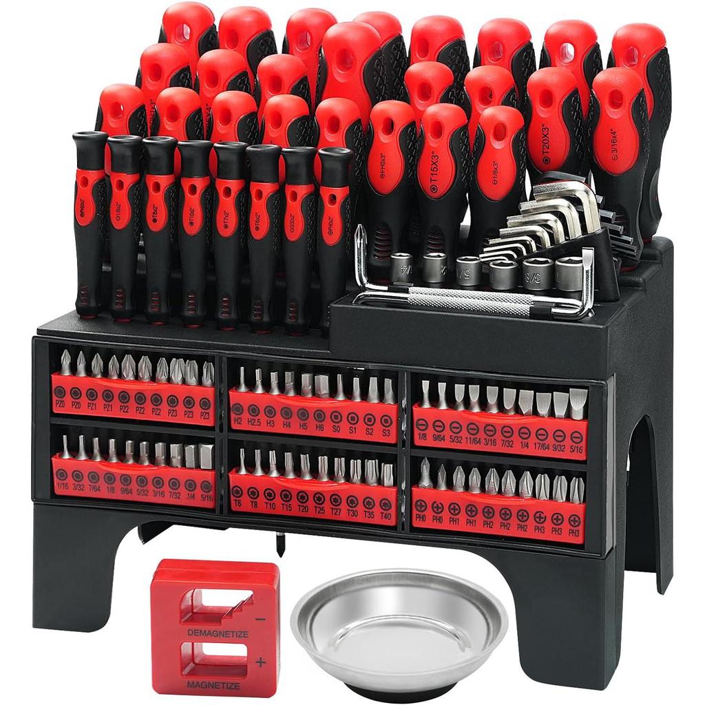 11-Piece Magnetic Screwdriver Set with Cross-Head Tips and Cushioned Grip
