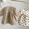 Clearance: Baby Heart Print Quilted Dress with Fur Collar - Long and Warm