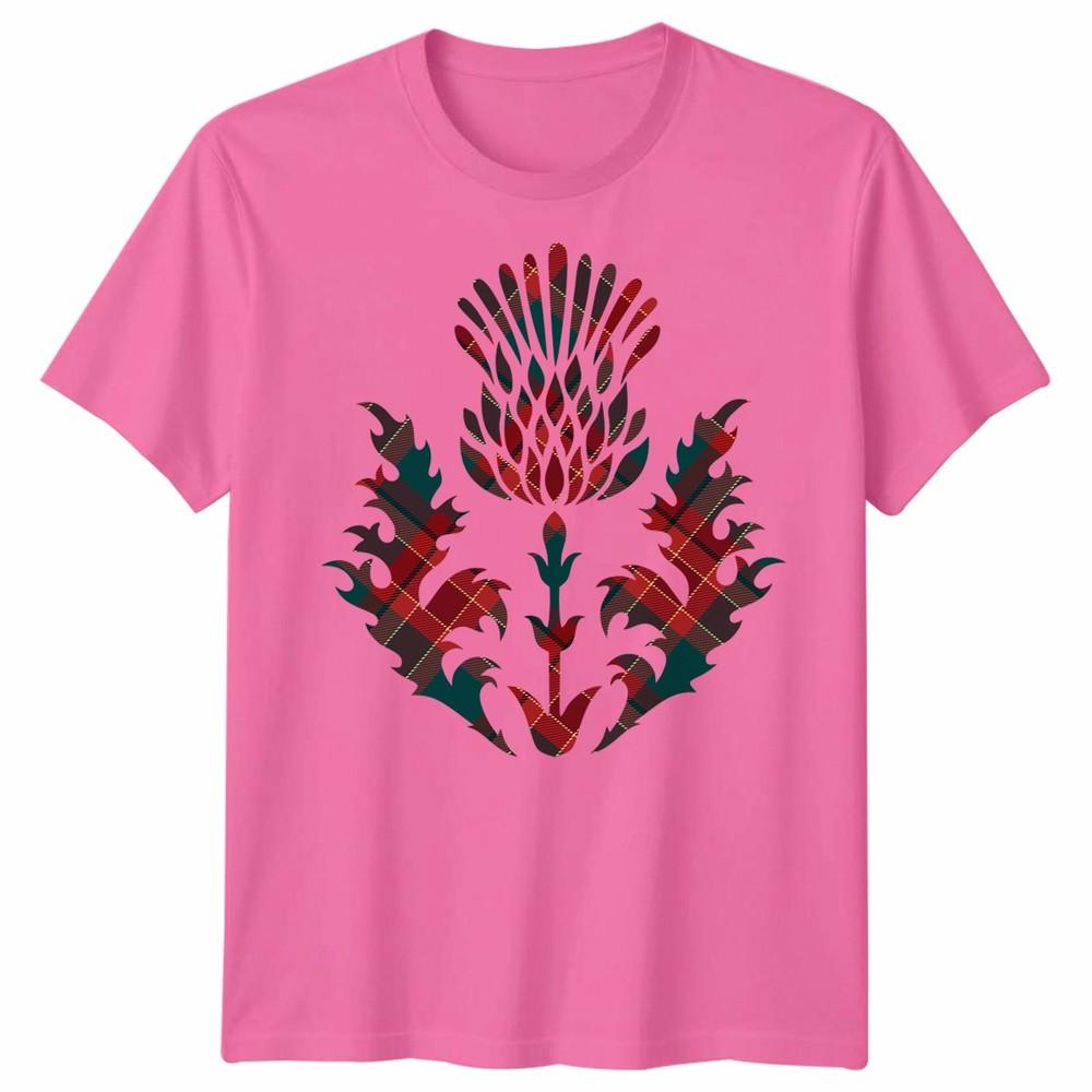 Scottish Tartan Unisex T Shirt Thistle Emblem Scotland Heritage Symbol Tee