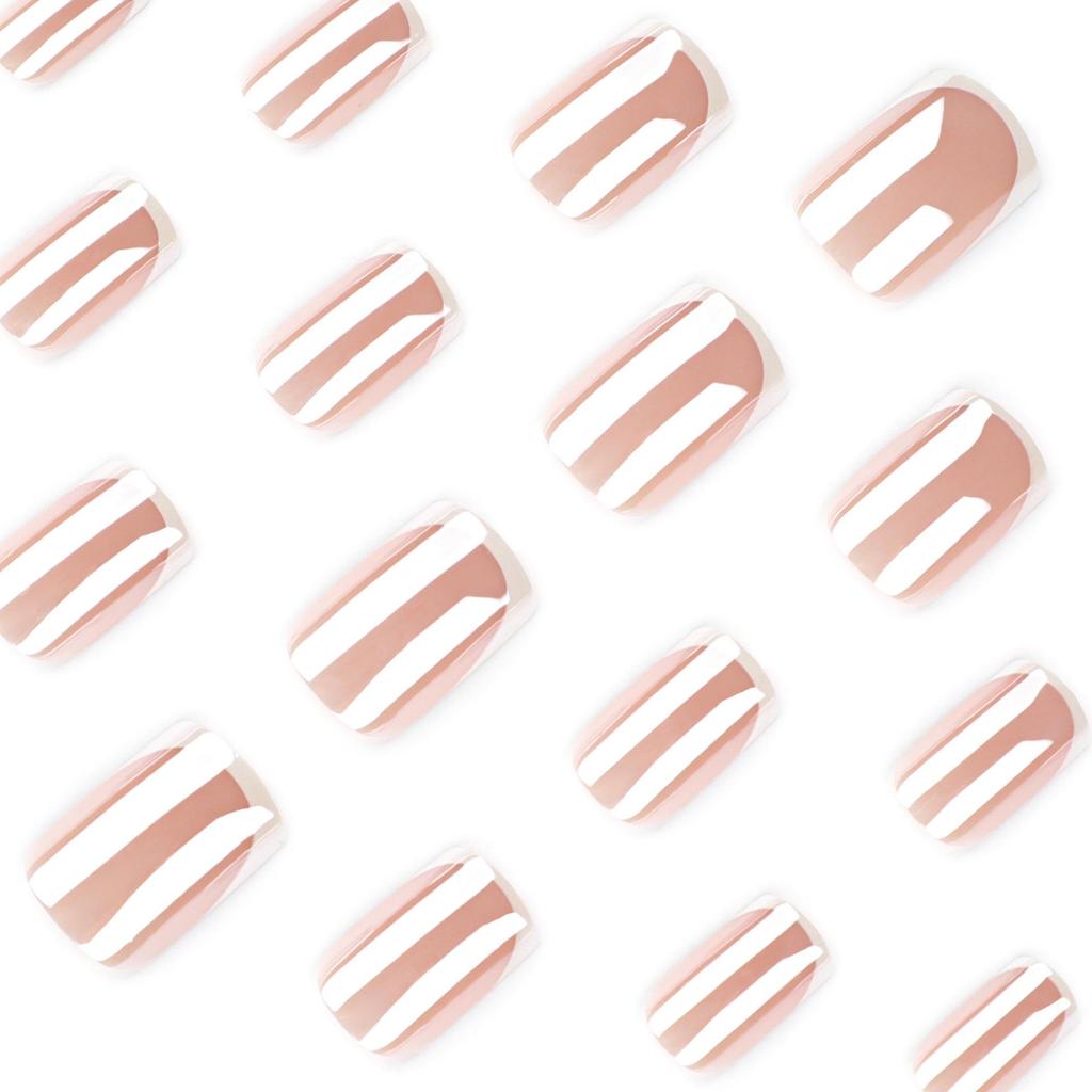 Glossy European and American Nude French White Edge Wearable Nail Tips