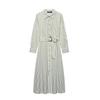 2025 Spring Women's European & American Striped Belted Midi Dress