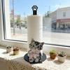Cute Animal Cat Paper Towel Holder Weighted Base Easy One-Handed Tear Countertop Paper Towel Holder Wooden Rotating Roll