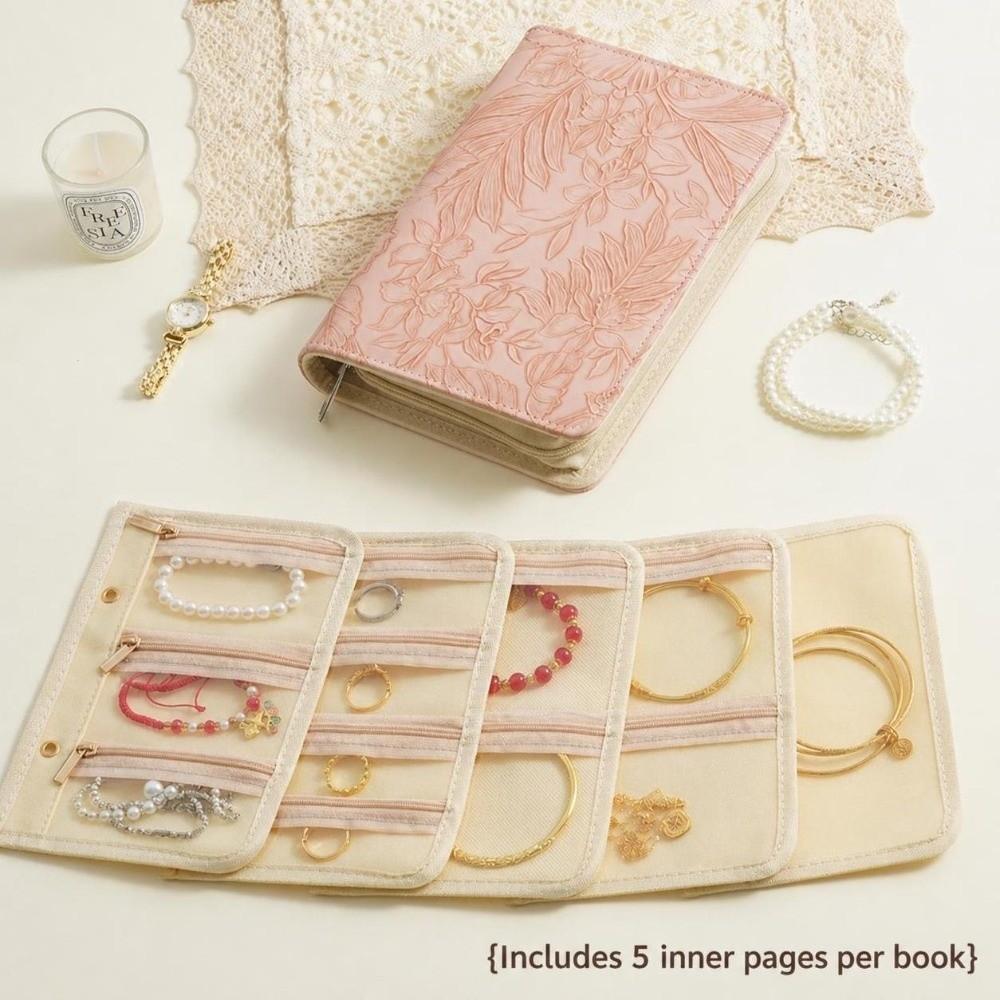 Zipper Jewelry Storage Bag Embroidery Pattern Jewelry Book Elegant Jewelry Pouch Travel