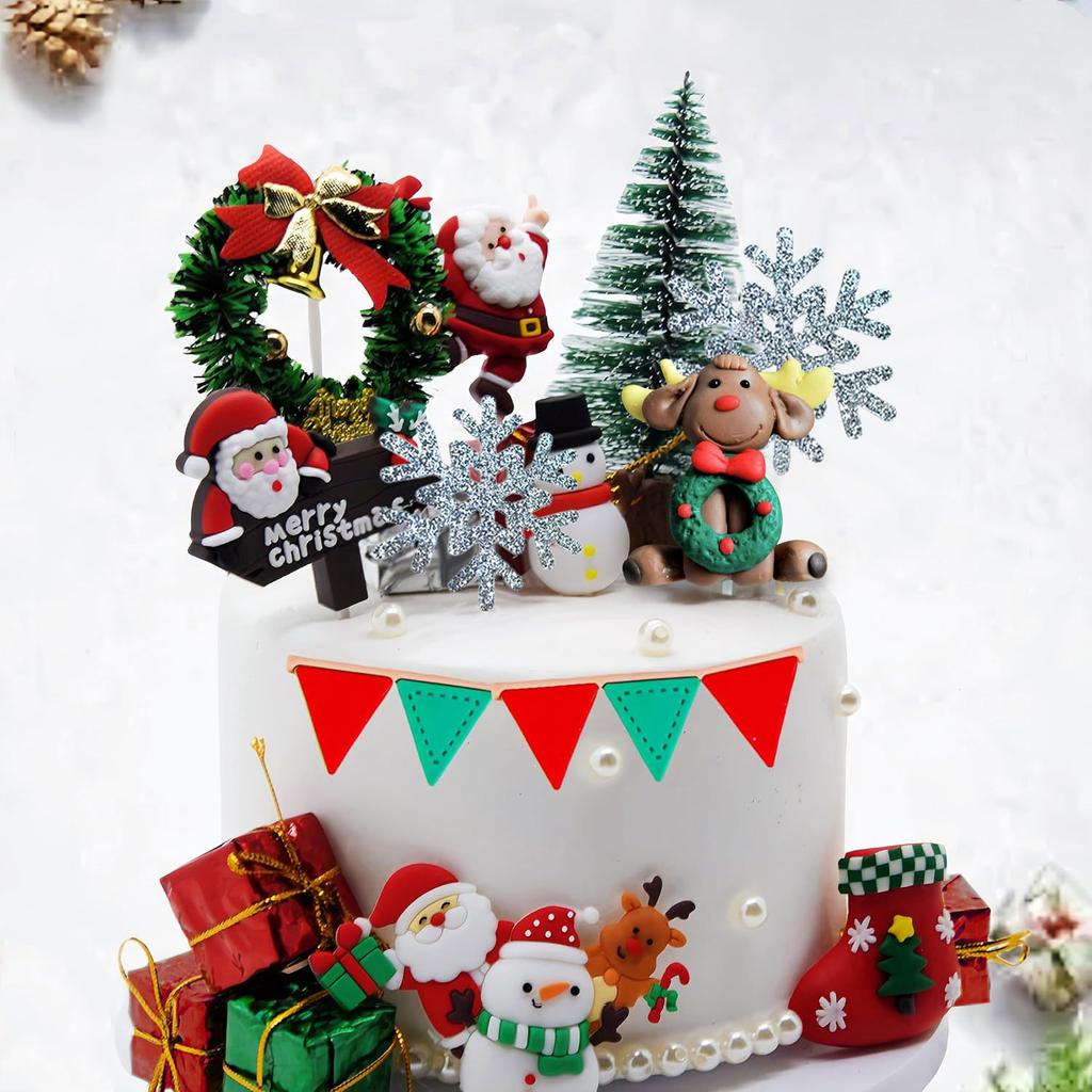 30 PCS Christmas Cake Decoration Snowman Cake Decoration Christmas Tree Christmas Cake Decorations Christmas Cupcake Toppers