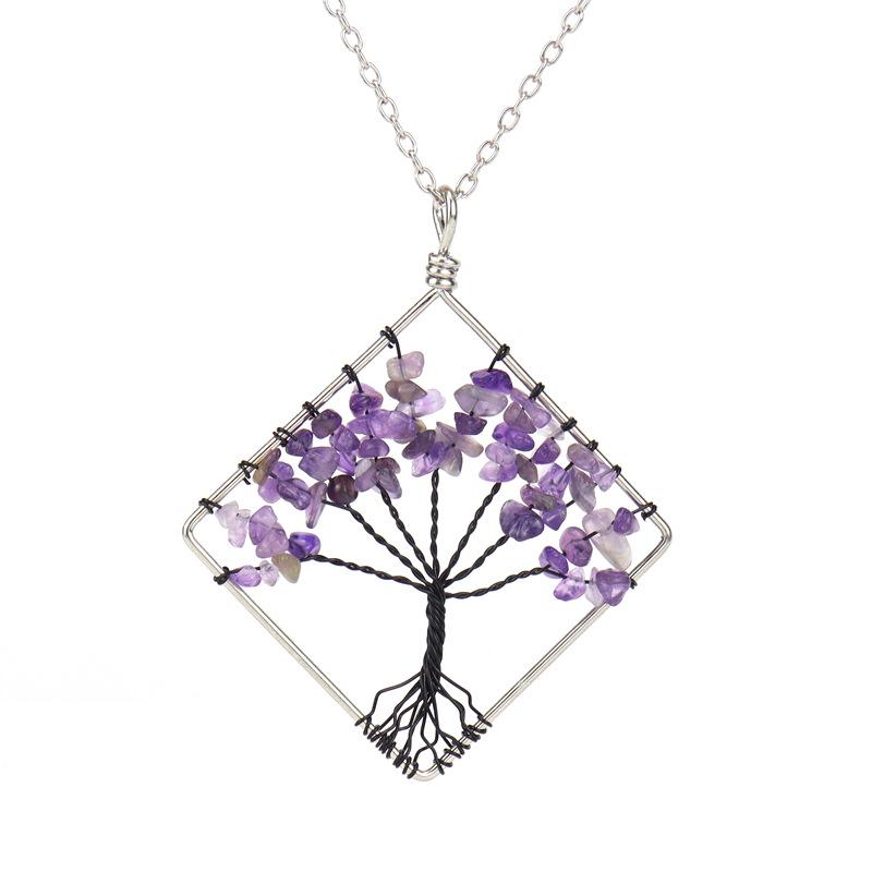 Tree Of Life Square Necklace Natural Irregular Gravel Fashion Accessories Necklace Accessories N51